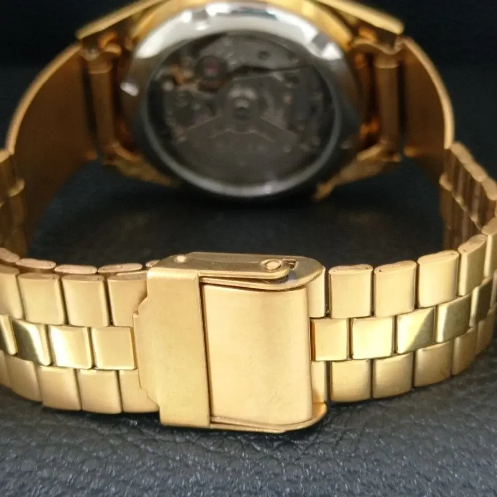 Vintage 1985 Seiko Automatic Mens Gold Watch W/daydate & White accents